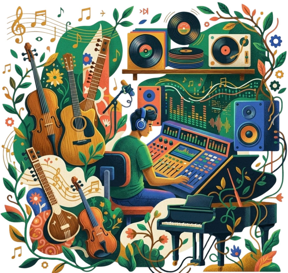 Mugam musiqi studiyası illüstrasiyası